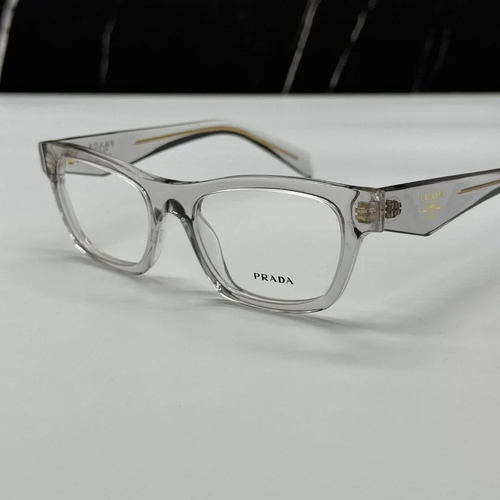 NEW PRADA PRB01V 12R1O1 WOMEN TRANSPARENT GRAY VPR B01 12R1O1 EYEGLASSES